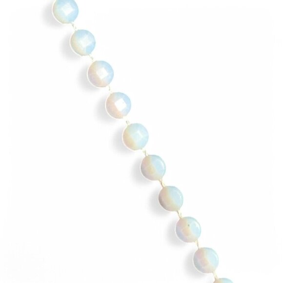 Glass Teardrop Pendant Brown White Opalescent Beaded Chain With Gold Tone Clasp - Picture 4 of 11